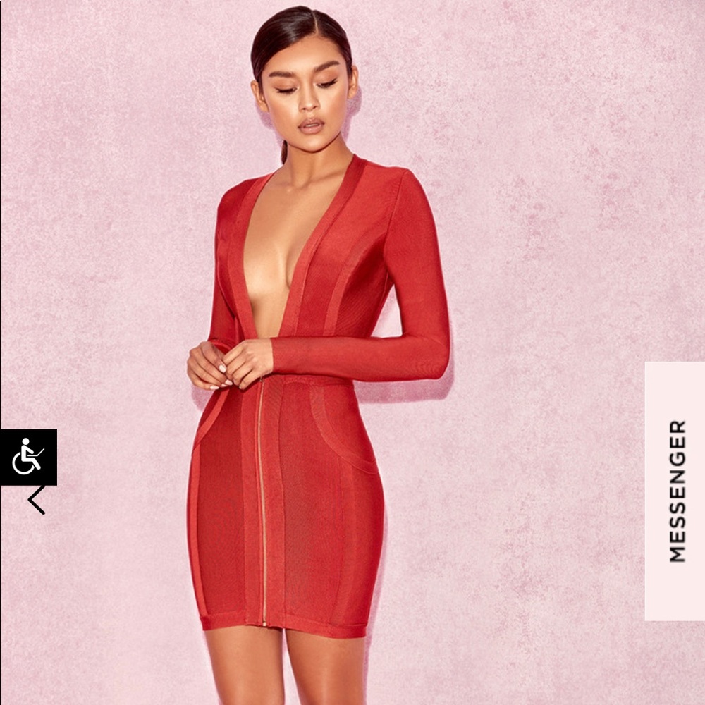 House of CB Mini Burnt Orange Bodycon Dress